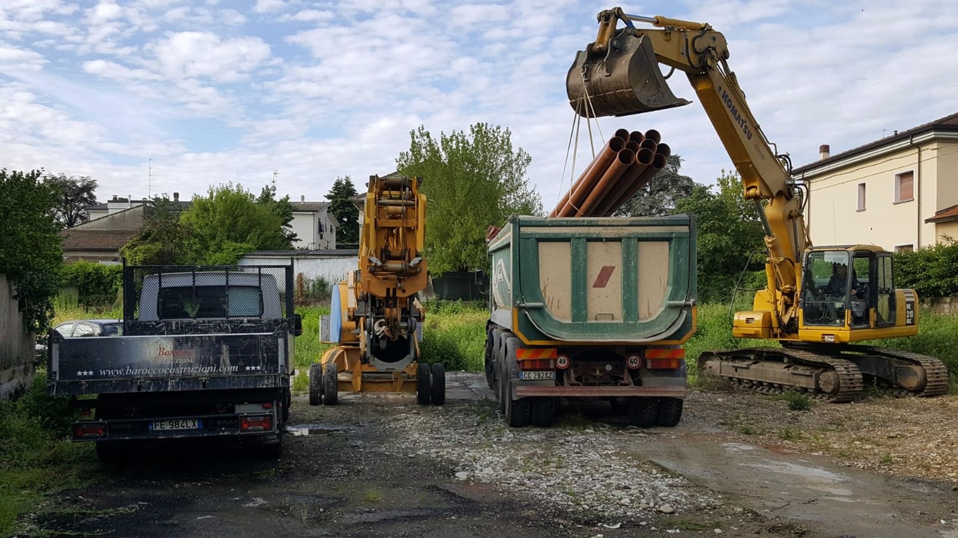 Piazzamento gru inizio cantiere